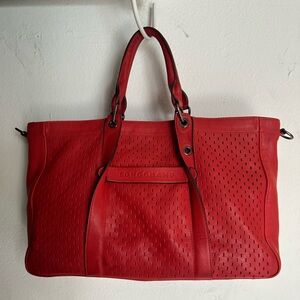 Longchamp Red Leather 3D Tote Bag